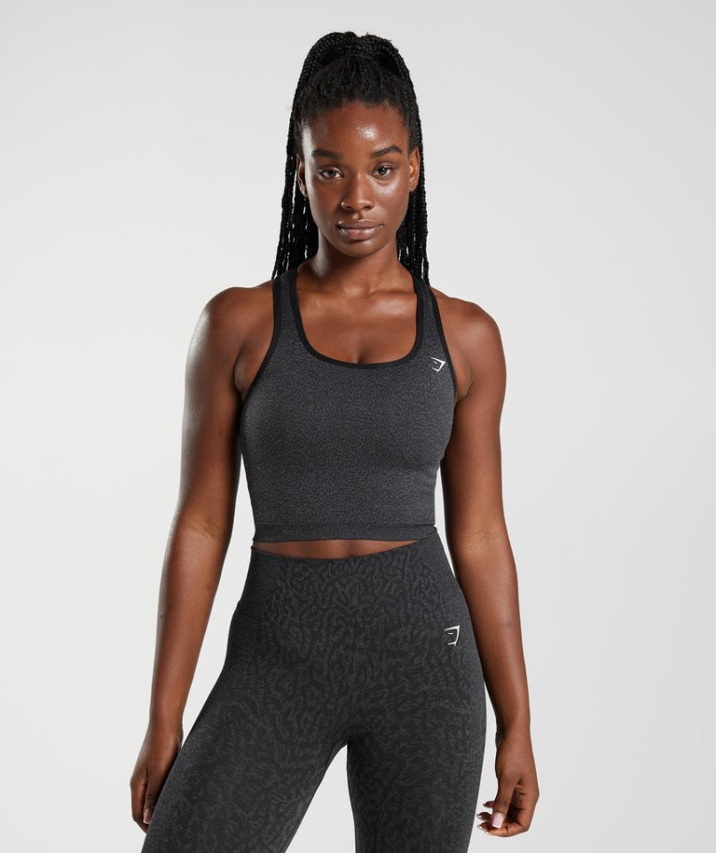 Podkoszulki Gymshark Adapt Animal Seamless Crop Damskie Czarne | PL 690YRI